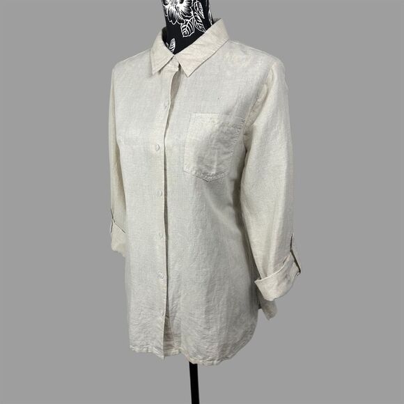 Liz Claiborne Linen Long Sleeve Button-Up - Women’s Large - Picture 2 of 4